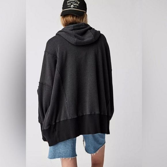 Free People Hoodie Zip Camden Black Medium nwt - Picture 4 of 10